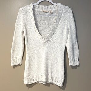 DKNY beachy open knit crochet long sleeve fitted y2k angelcore sweater